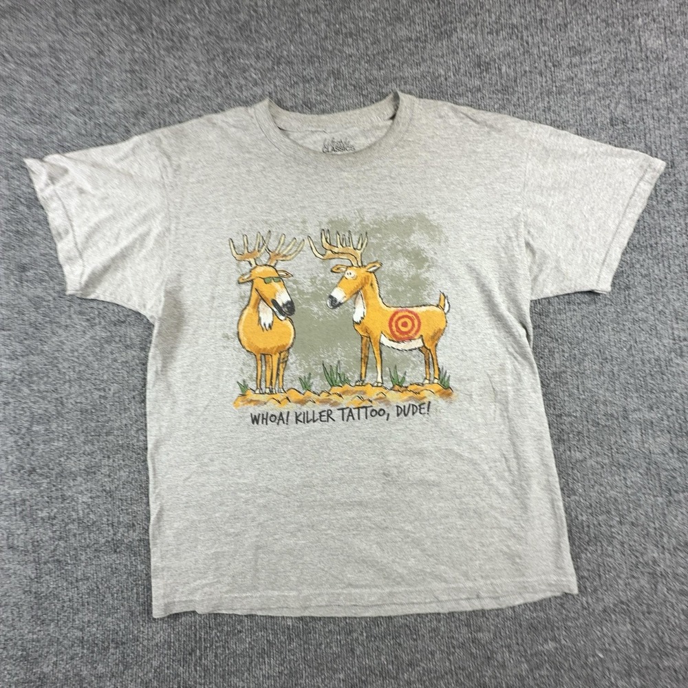 Lifestyle Classics Shirt Mens Large Gray Deer Hunting Funny Graphic Tee